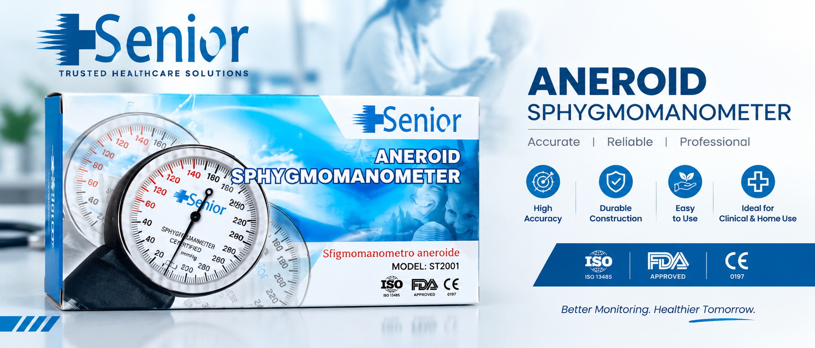 Senior Aneroid Sphygmomanometer (Model ST2001) – Accurate Manual Blood Pressure Monitor