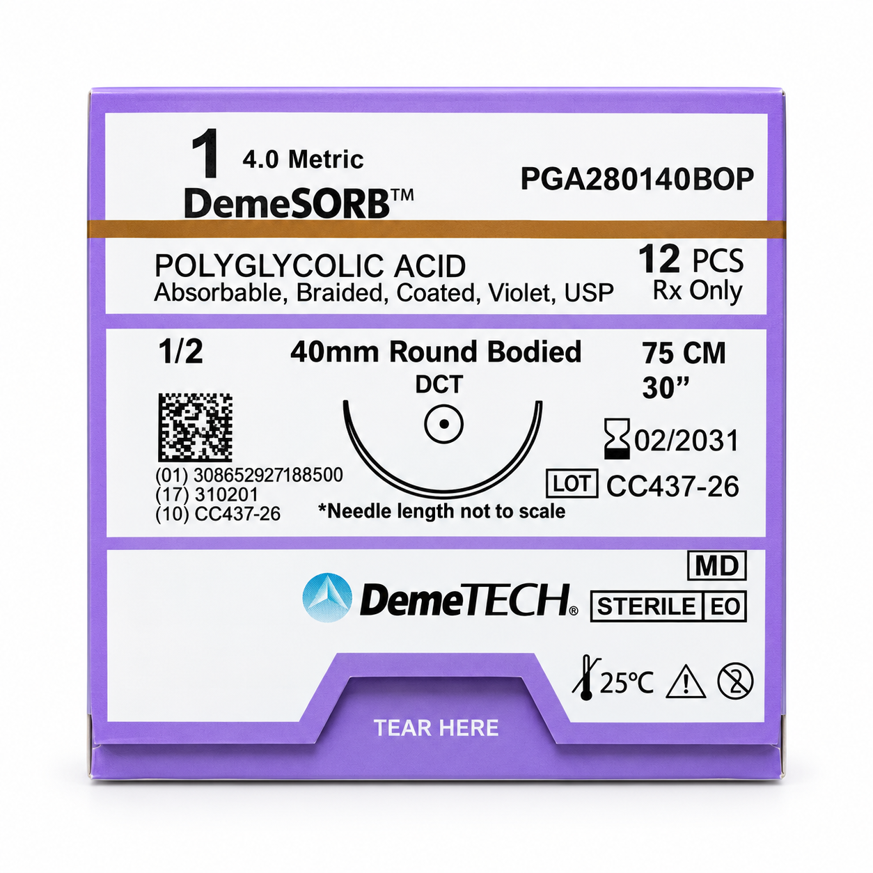 DemeSORB™ Polyglycolic Acid Suture (Size 1 to 6)